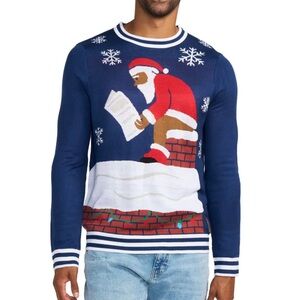 MEN'S SANTA'S LOG ON THE FIRE UGLY CHRISTMAS SWEATER